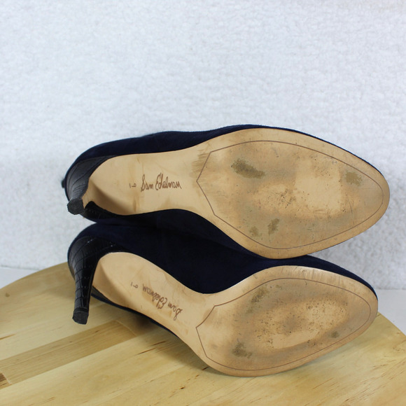 Sam Edelman Ankle Boot Womens Size 9 Blue Y2K Chic Zip Croc Stiletto Heel Fall - Picture 9 of 13